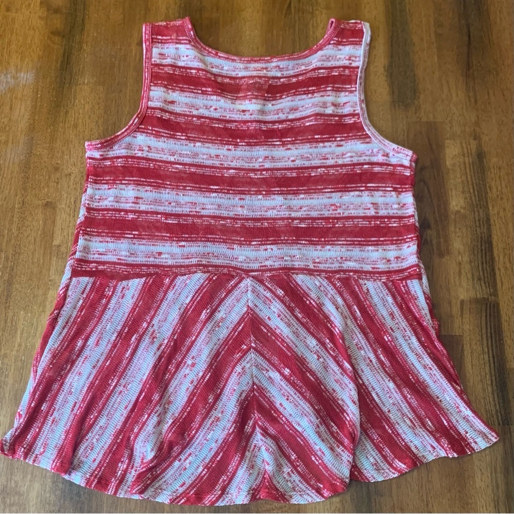 Vintage America NWT Tank Top Large Red and White Patterned Stripes - Picture 5 of 6